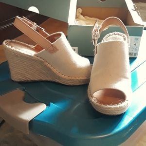 TOMS Monica Natural Oxford wedge sandals